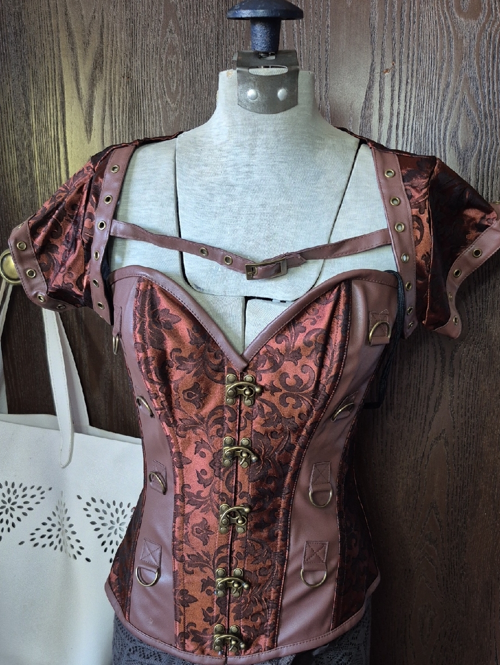 NWOT Two Piece Copper Brocade Steampunk Corset Top By Charmian